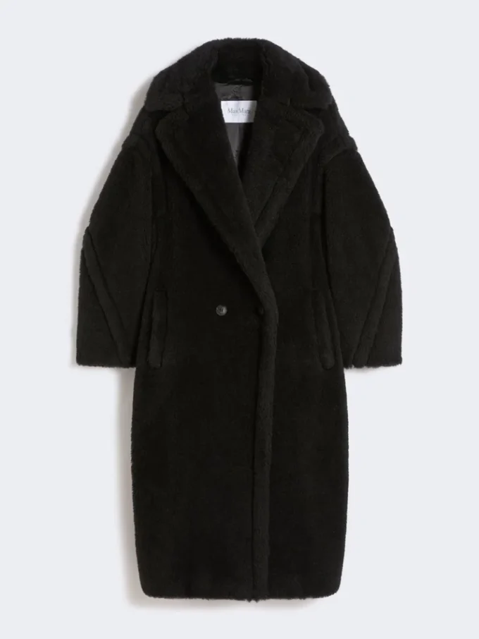 アルパカとウール製のTeddy Bear Icon Coat、ブラック